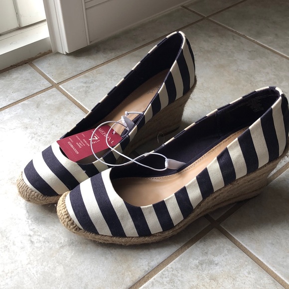 Merona Shoes - Merona navy and white wedges